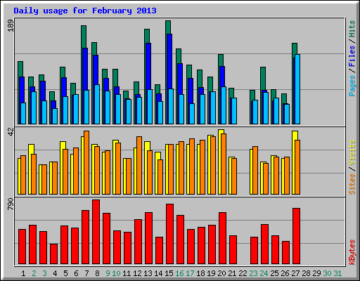 Daily usage for February 2013