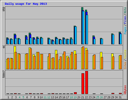 Daily usage for May 2013