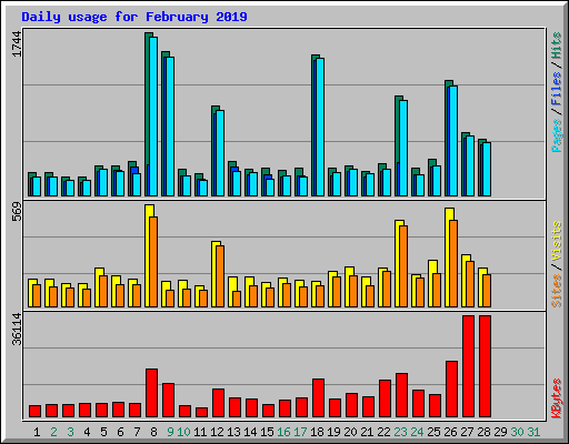 Daily usage for February 2019