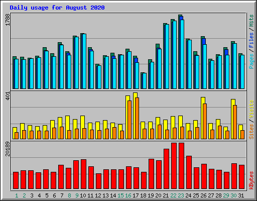 Daily usage for August 2020