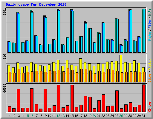 Daily usage for December 2020