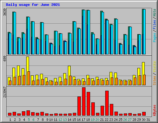 Daily usage for June 2021