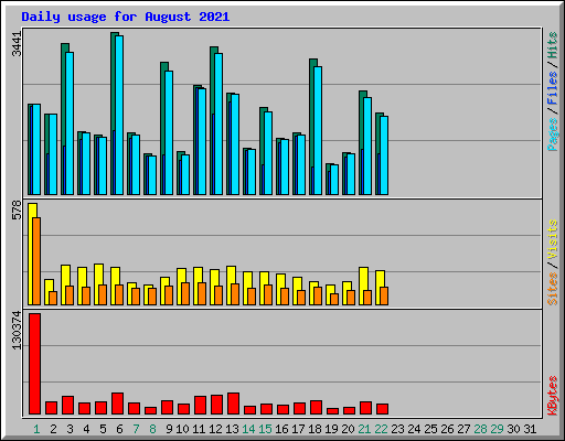 Daily usage for August 2021