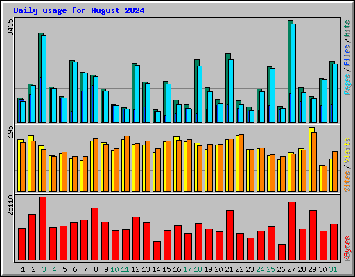 Daily usage for August 2024