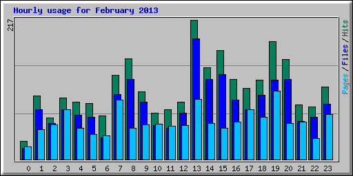 Hourly usage for February 2013