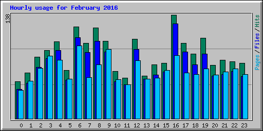 Hourly usage for February 2016