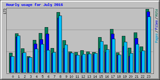 Hourly usage for July 2016