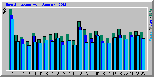 Hourly usage for January 2018