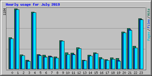 Hourly usage for July 2019