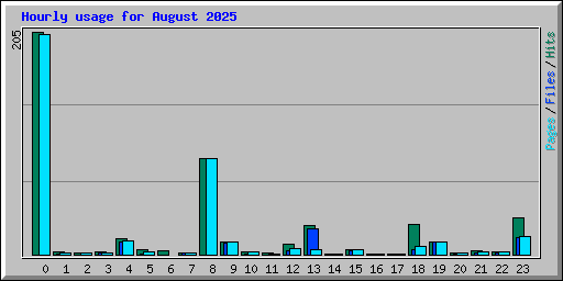 Hourly usage for August 2025